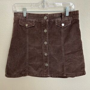 BDG Dark Brown Button-Front Corduroy Skirt Size 8